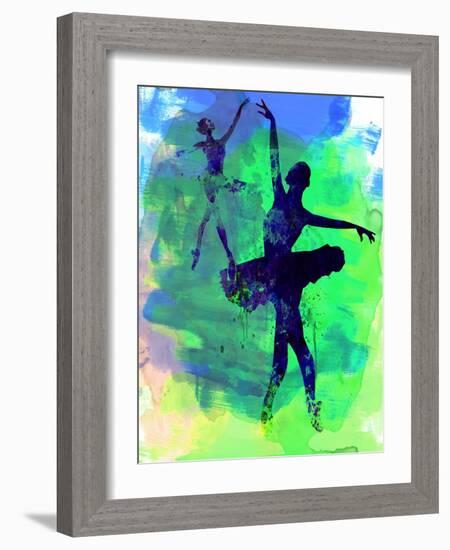 Two Dancing Ballerinas Watercolor 3-Irina March-Framed Art Print