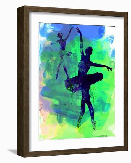 Two Dancing Ballerinas Watercolor 3-Irina March-Framed Art Print