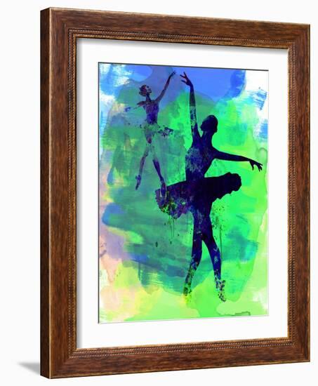 Two Dancing Ballerinas Watercolor 3-Irina March-Framed Art Print