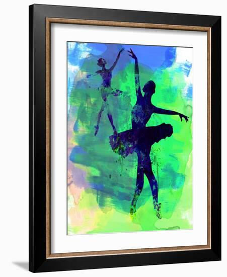 Two Dancing Ballerinas Watercolor 3-Irina March-Framed Art Print