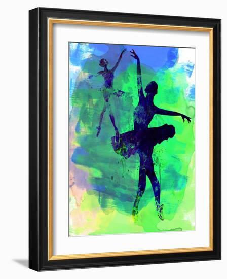 Two Dancing Ballerinas Watercolor 3-Irina March-Framed Art Print