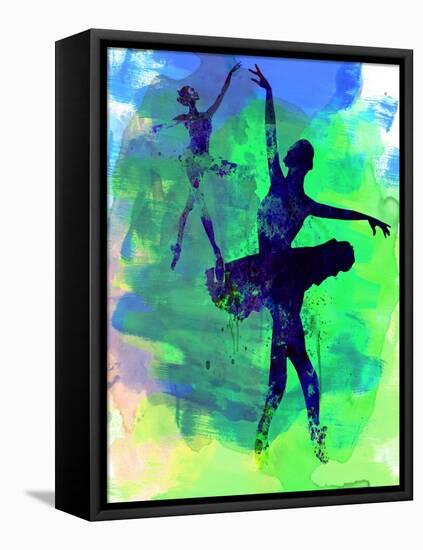 Two Dancing Ballerinas Watercolor 3-Irina March-Framed Stretched Canvas