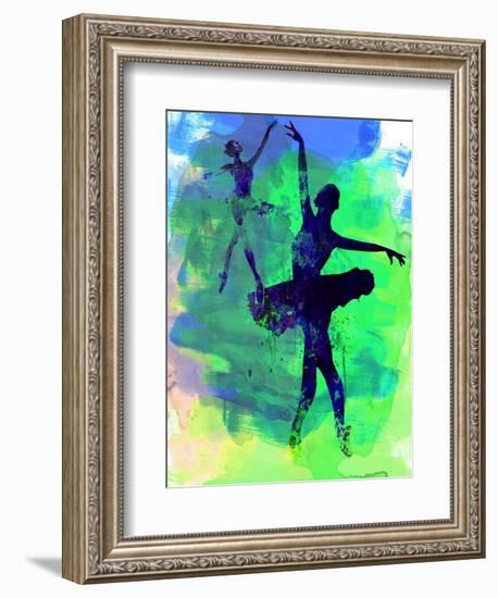 Two Dancing Ballerinas Watercolor 3-Irina March-Framed Premium Giclee Print