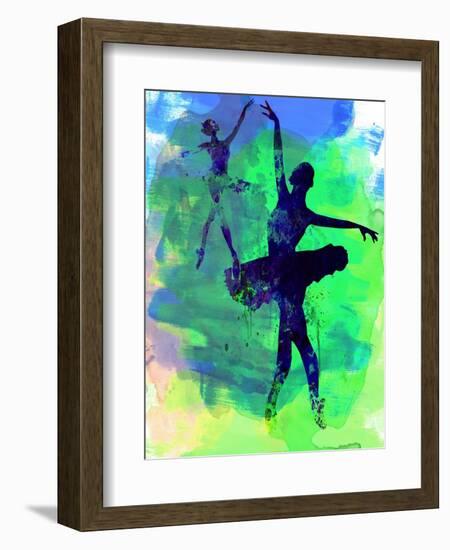 Two Dancing Ballerinas Watercolor 3-Irina March-Framed Premium Giclee Print