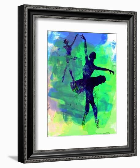 Two Dancing Ballerinas Watercolor 3-Irina March-Framed Premium Giclee Print