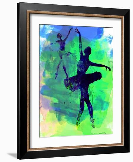 Two Dancing Ballerinas Watercolor 3-Irina March-Framed Art Print