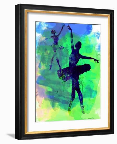 Two Dancing Ballerinas Watercolor 3-Irina March-Framed Art Print