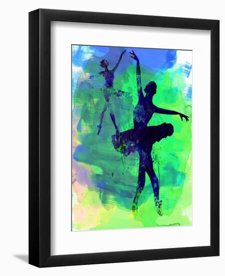 Two Dancing Ballerinas Watercolor 3-Irina March-Framed Art Print