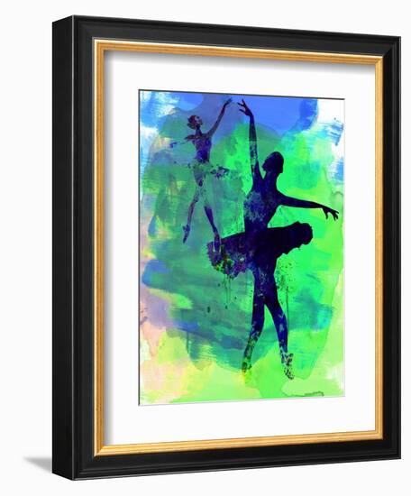 Two Dancing Ballerinas Watercolor 3-Irina March-Framed Art Print