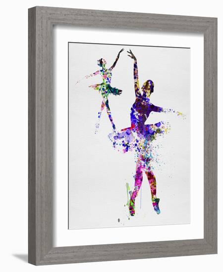 Two Dancing Ballerinas Watercolor 4-Irina March-Framed Art Print