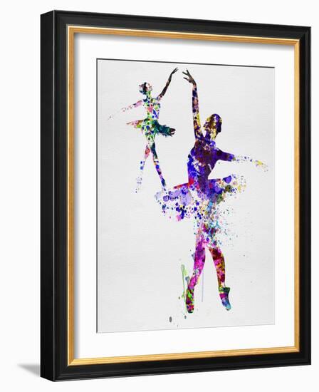 Two Dancing Ballerinas Watercolor 4-Irina March-Framed Art Print