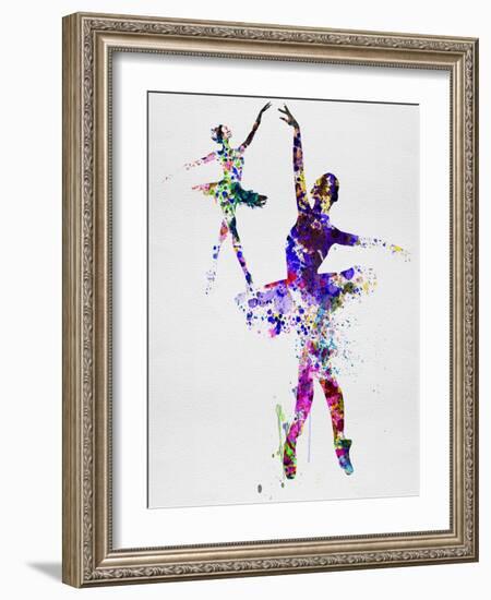 Two Dancing Ballerinas Watercolor 4-Irina March-Framed Art Print