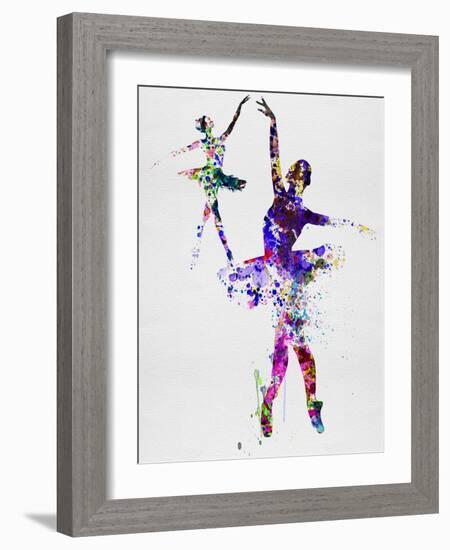 Two Dancing Ballerinas Watercolor 4-Irina March-Framed Art Print