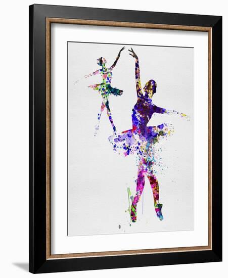 Two Dancing Ballerinas Watercolor 4-Irina March-Framed Art Print