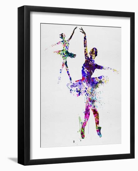 Two Dancing Ballerinas Watercolor 4-Irina March-Framed Art Print