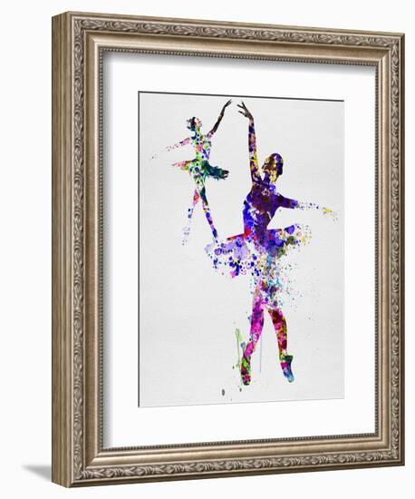 Two Dancing Ballerinas Watercolor 4-Irina March-Framed Art Print