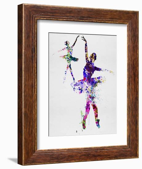 Two Dancing Ballerinas Watercolor 4-Irina March-Framed Art Print