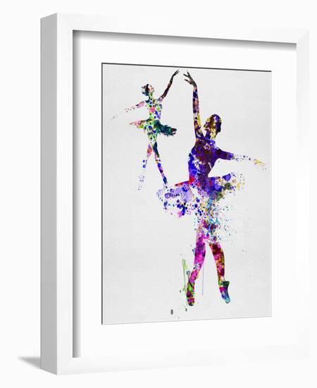 Two Dancing Ballerinas Watercolor 4-Irina March-Framed Art Print