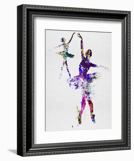 Two Dancing Ballerinas Watercolor 4-Irina March-Framed Art Print