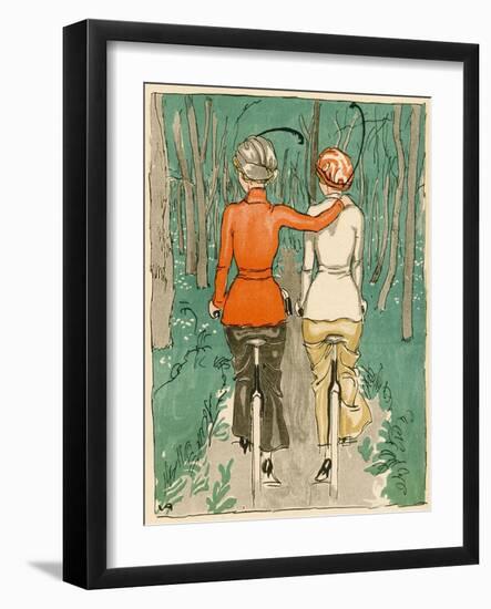 Two Danish Women Go Cycling in the Woods-null-Framed Art Print