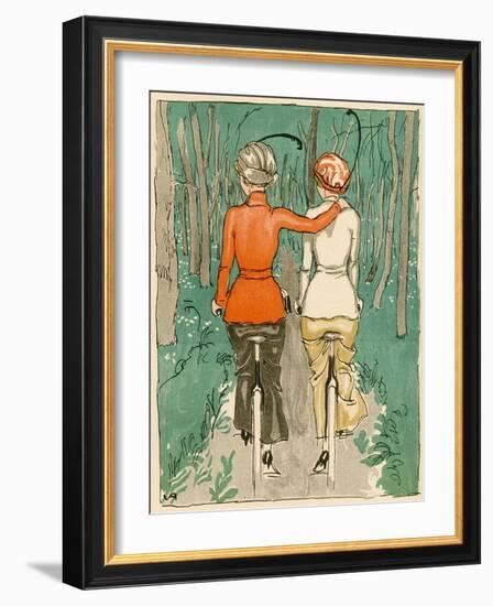 Two Danish Women Go Cycling in the Woods-null-Framed Art Print