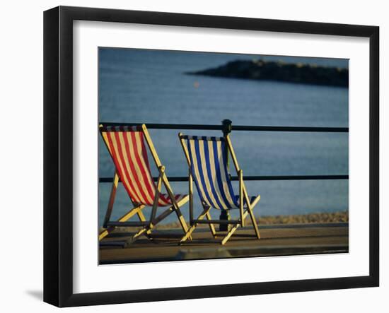 Two Deckchairs on the Seafront, Sidmouth, Devon, England, UK, Europe-John Miller-Framed Photographic Print