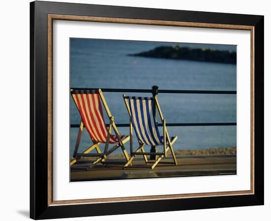 Two Deckchairs on the Seafront, Sidmouth, Devon, England, UK, Europe-John Miller-Framed Photographic Print