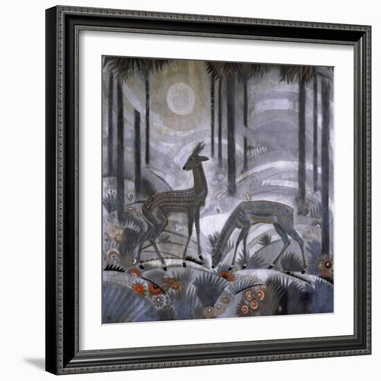 Two Deer in a Forest, C.1929-Jean Dunand-Framed Giclee Print