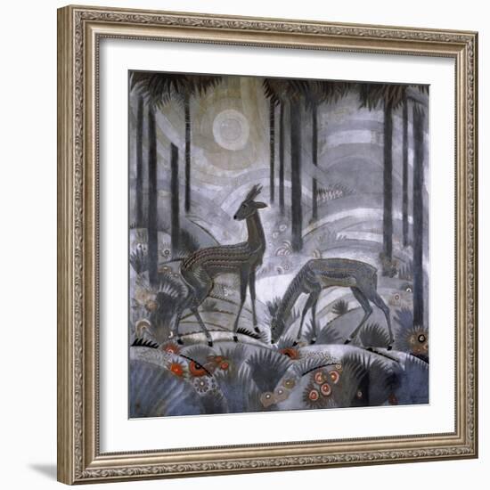 Two Deer in a Forest. C. 1929-Jean Dunand-Framed Giclee Print