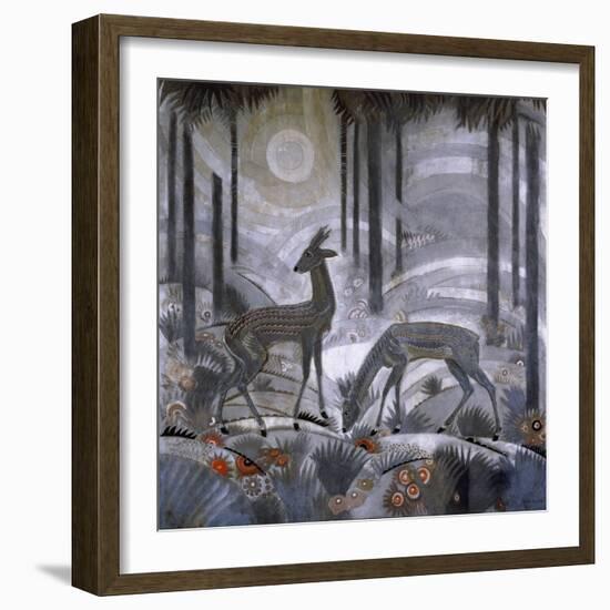 Two Deer in a Forest. C. 1929-Jean Dunand-Framed Giclee Print