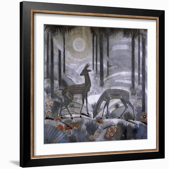 Two Deer in a Forest. C. 1929-Jean Dunand-Framed Giclee Print