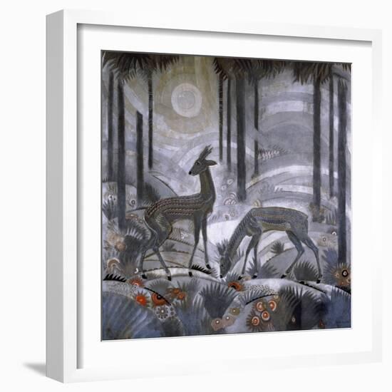 Two Deer in a Forest. C. 1929-Jean Dunand-Framed Giclee Print