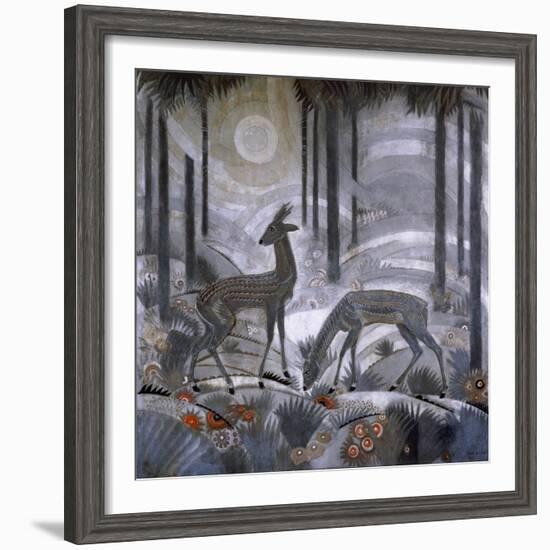 Two Deer in a Forest. C. 1929-Jean Dunand-Framed Giclee Print