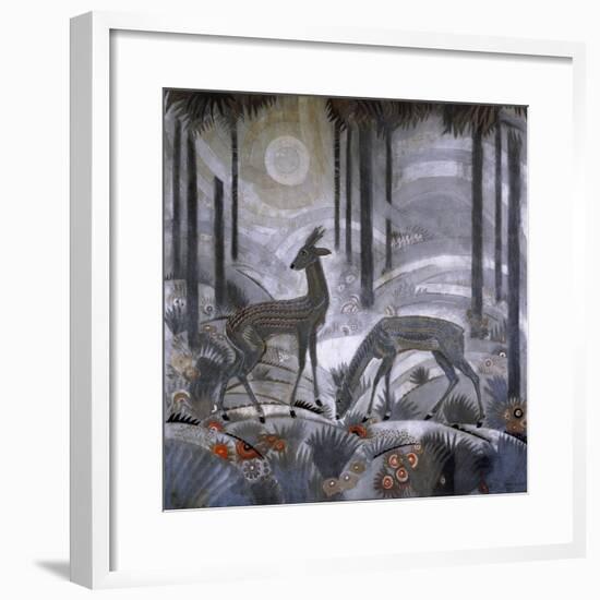 Two Deer in a Forest. C. 1929-Jean Dunand-Framed Giclee Print
