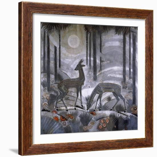 Two Deer in a Forest. C. 1929-Jean Dunand-Framed Giclee Print