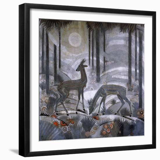 Two Deer in a Forest. C. 1929-Jean Dunand-Framed Giclee Print