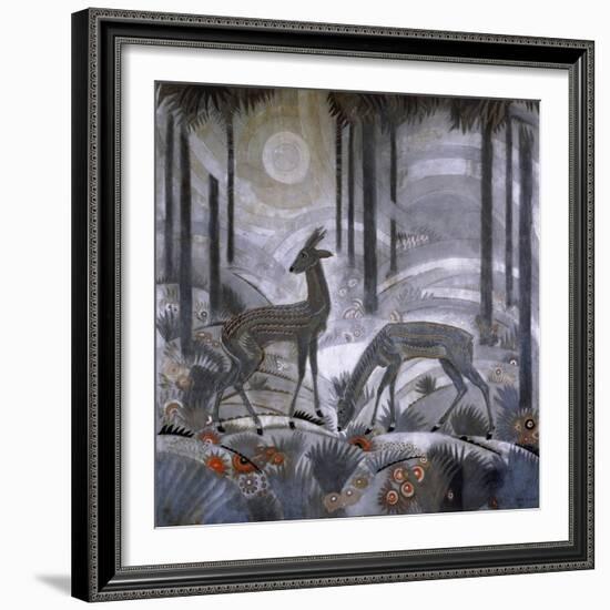 Two Deer in a Forest. C. 1929-Jean Dunand-Framed Giclee Print