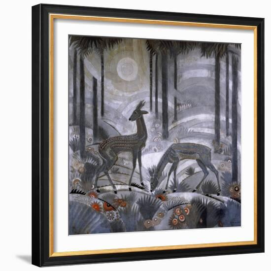 Two Deer in a Forest. C. 1929-Jean Dunand-Framed Giclee Print