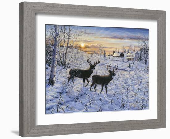 Two Deer in the Moonlight-Jeff Tift-Framed Giclee Print