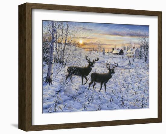 Two Deer in the Moonlight-Jeff Tift-Framed Giclee Print