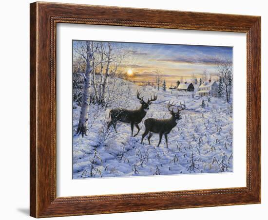 Two Deer in the Moonlight-Jeff Tift-Framed Giclee Print