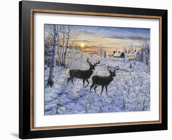 Two Deer in the Moonlight-Jeff Tift-Framed Giclee Print
