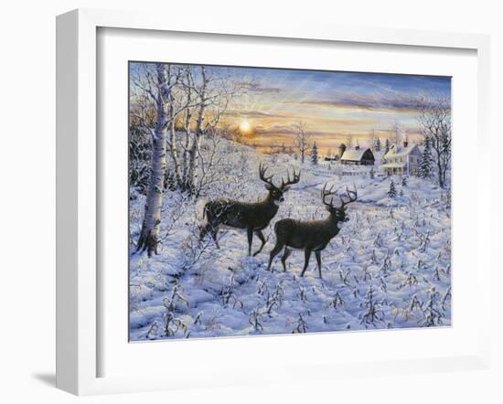 Two Deer in the Moonlight-Jeff Tift-Framed Giclee Print