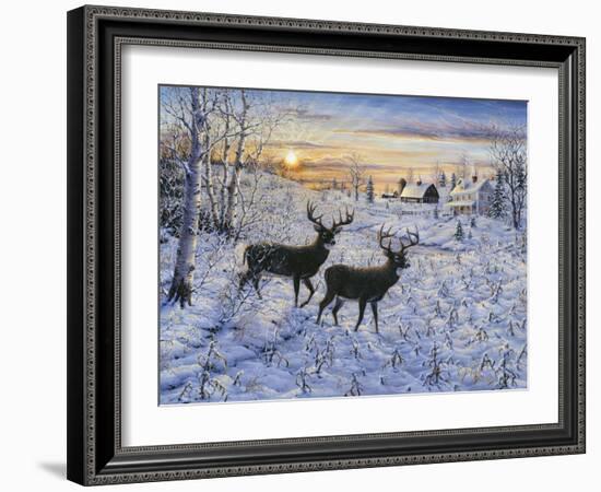 Two Deer in the Moonlight-Jeff Tift-Framed Giclee Print