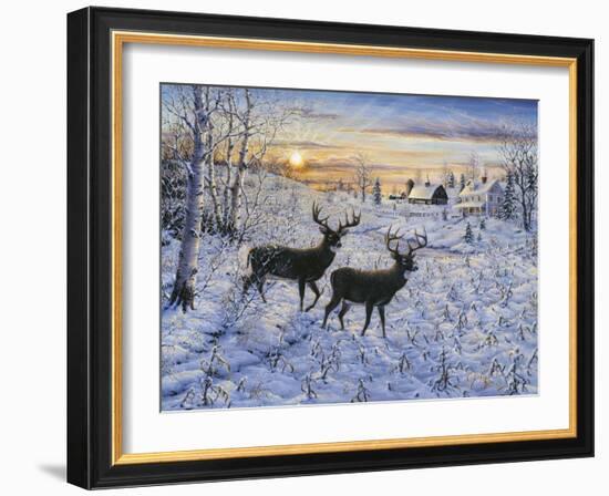 Two Deer in the Moonlight-Jeff Tift-Framed Giclee Print