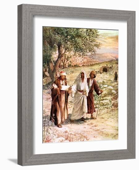 Two disciples walk with Jesus - Bible-William Brassey Hole-Framed Giclee Print