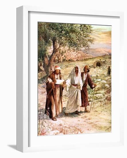 Two disciples walk with Jesus - Bible-William Brassey Hole-Framed Giclee Print