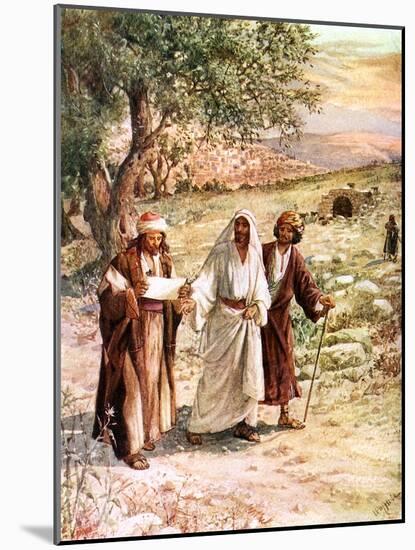 Two disciples walk with Jesus - Bible-William Brassey Hole-Mounted Giclee Print