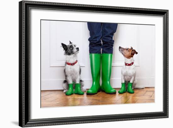 Two Dogs and Owner-Javier Brosch-Framed Photographic Print