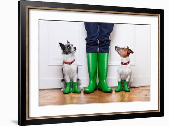 Two Dogs and Owner-Javier Brosch-Framed Photographic Print